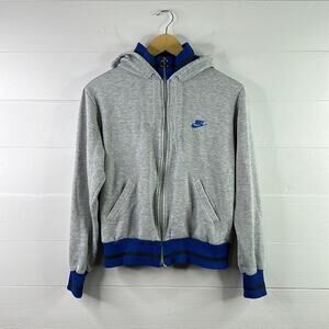 NIKE Gray Blue Vintage Hooded Full Zip Jacket Size Medium